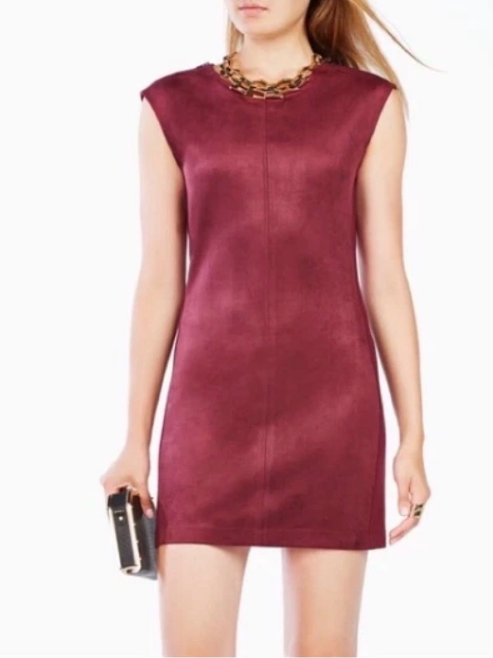 BCBG Maxazria Burgundy Red Faux Suede 'Karlee' Shift Dress - size XXS